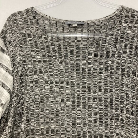 Barbara Katz size XL Gray Color-Block Stretch Knit 3/4 Sleeve Pullover Top - Picture 3 of 10